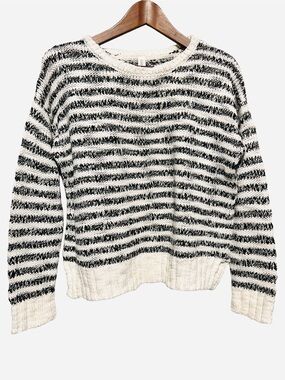 AEROPOSTALE Chunky Striped Cropped Knit Sweater Cozy Coastal Scandi S